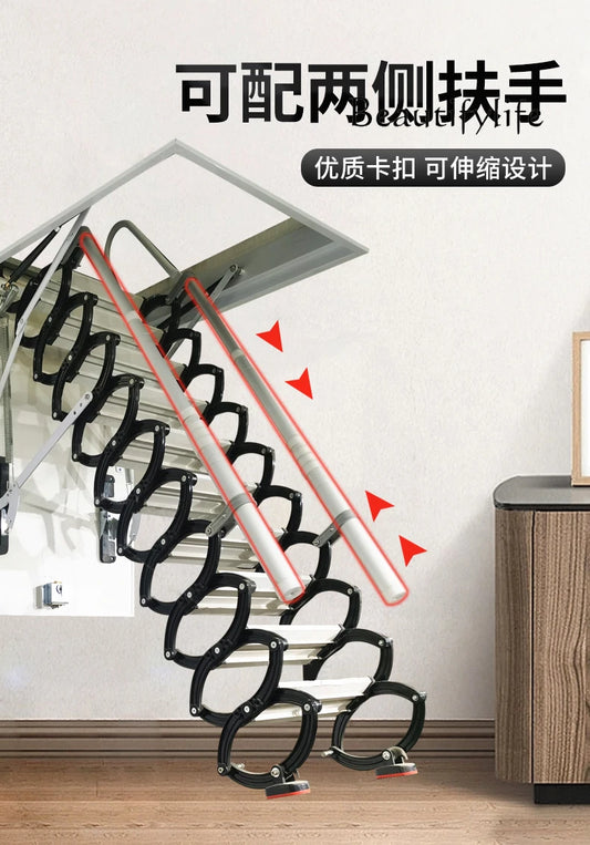 Thickened silent electric loft telescopic stairs, fully automatic, invisible indoor stretching folding ladder, villa elevator