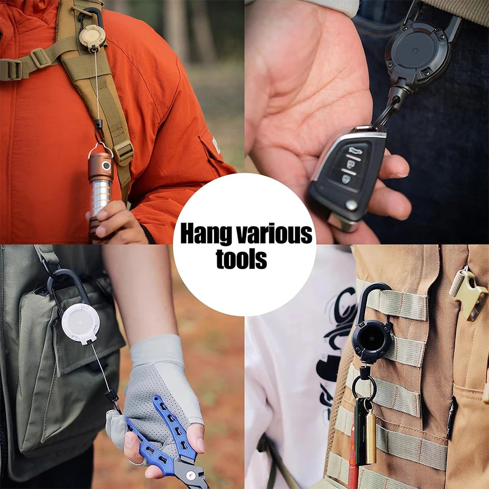 1/3Pcs Automatic Retractable Wire Rope Antitheft Easy-to-pull Buckle Rope Elastic Keychain Sporty Retractable Key Ring Anti Lost