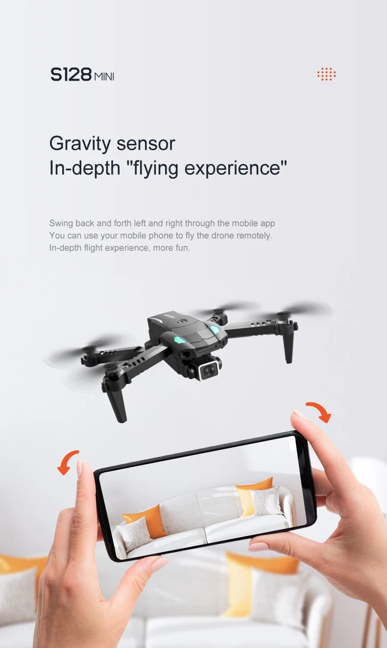 New S128 Mini Drone 4K Professional HD Dual Camera Three-Sided Obstacle Avoidance Air Pressure Fixed Height Foldable Quadcopter