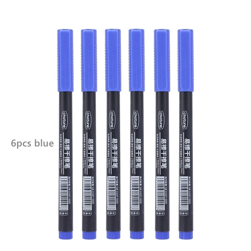 8pcs Erasable Whiteboard Pen 0.5mm Fine Point Black/Blue/Red Ink Blackboard Marker School Office Art Writing Stationery