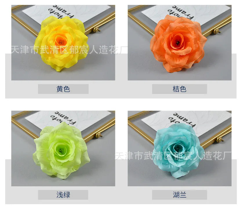 10pcs 10cm Artificial Roses Flower Heads DIY Wedding Home Decoration Party Festival Supplies Fake Flowers