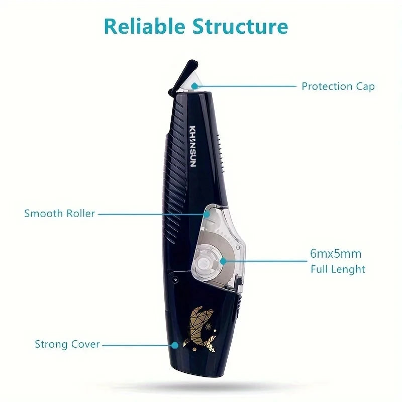 KHINSUN School Correction Tape with Refill Pen Style White Out Corrector Easy Replaceable Correction Tapes