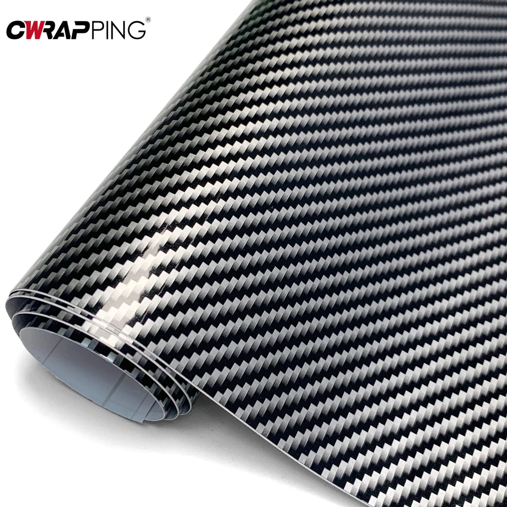 Car Wrap Vinyl Film 2D Glossy Carbon Fiber Sticker Anti-Scratch Black Color Change Film Bubble Free Decal for Car Accessories