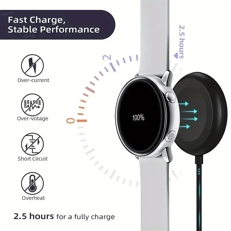 Portable USB Cable Fast Charging Dock Station Magnetic Watch Wireless Charger For Samsung Galaxy Watch 8/7/6/5pro/5/4/3 Active 2
