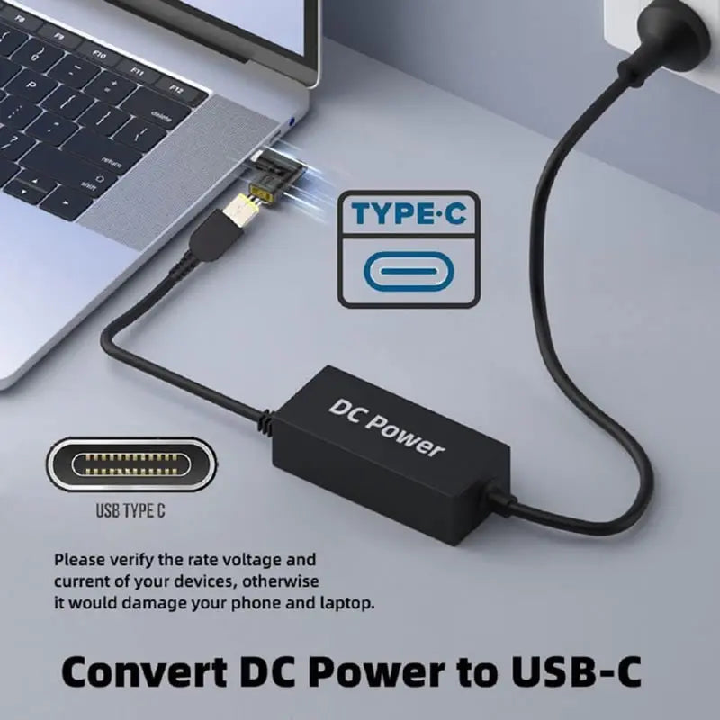 PD 65W Laptop Power Connector DC Jack Female to USB Type C Male Output Fast Charging Adapter for MacBook Tablet Switch Phone