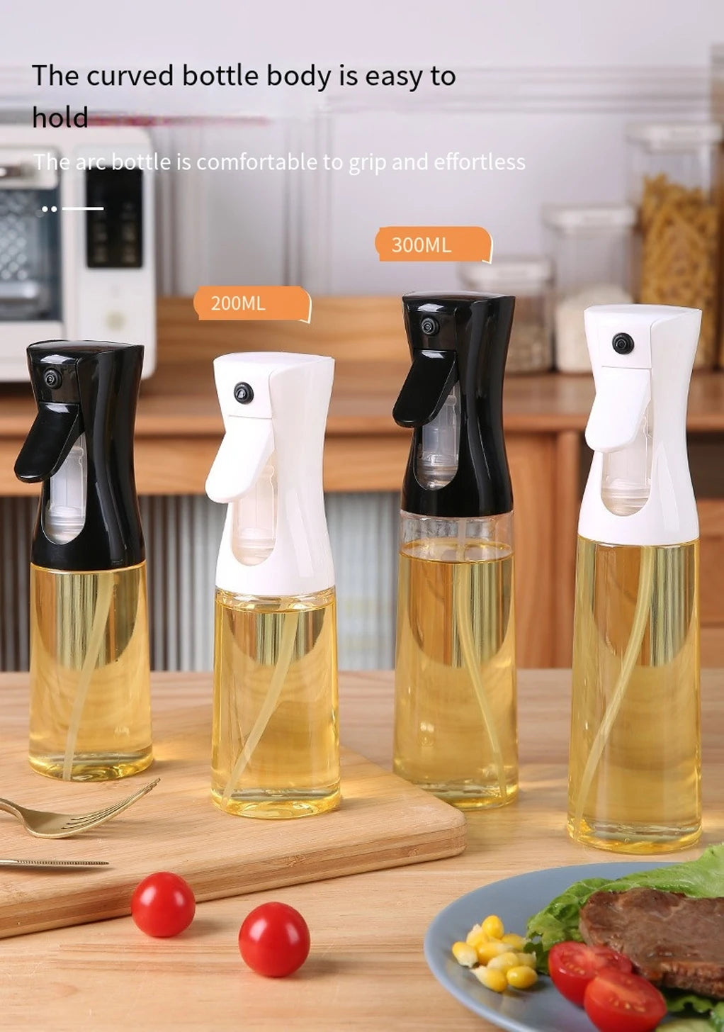 1PCS Black Transparent Kitchen Oil Bottle Cooking Oil Spray Olive Oil Bottle Fitness Barbecue Spray Oil Dispenser Household
