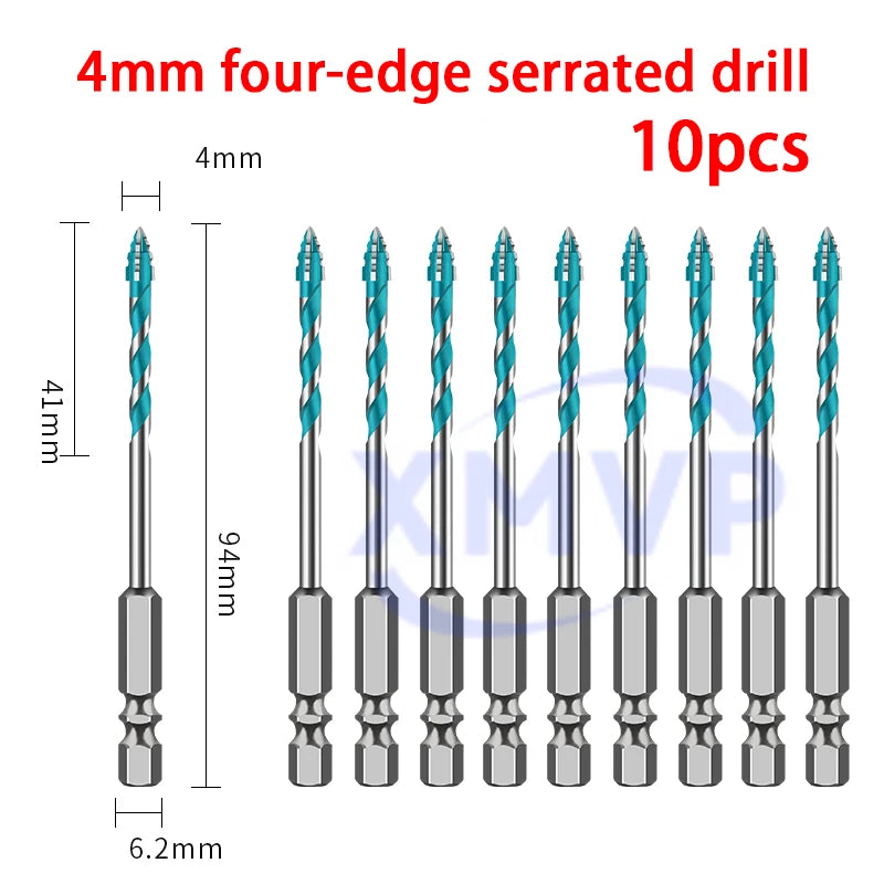Four-edge serrated eccentric drill bit, high-hardness tile drilling, concrete Nemesis, super-hard special electric drill