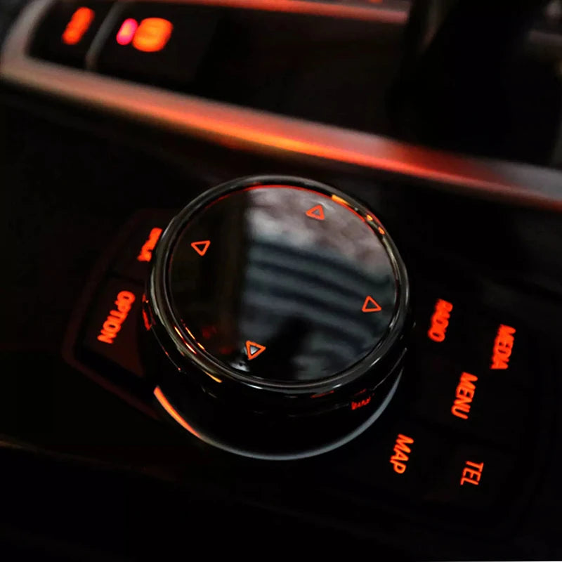 Car Big Multi Media Knob Button Cover Trim Control Glossy Black ABS Plastic Fit for BMW 1 Series F20 3 Series F30 5 Series F10