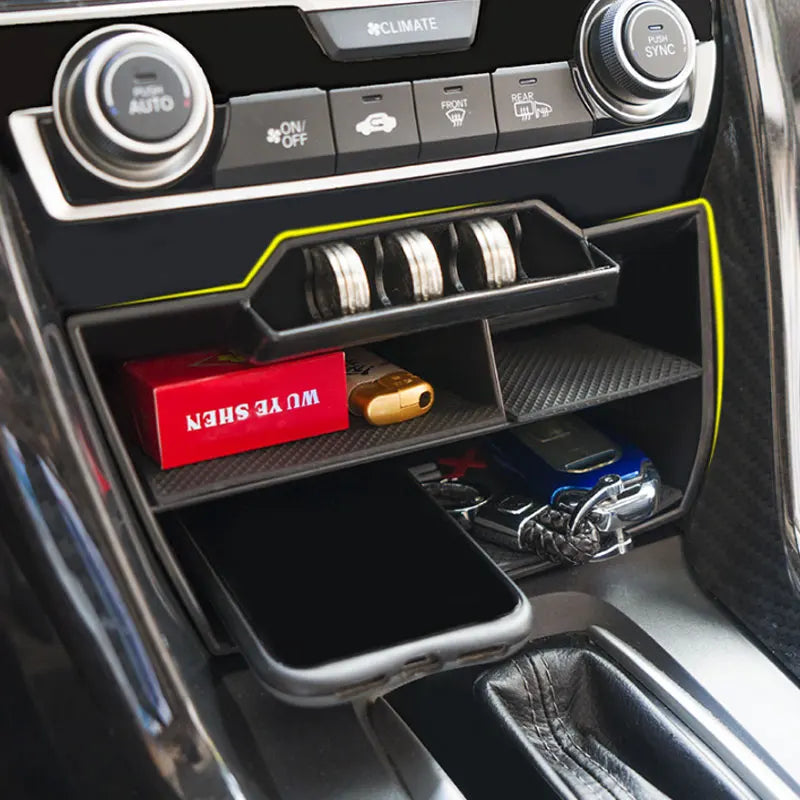 Car Organizer Seat Gap Box Leather Car Seat Gap Organizer 2 USB Auto Crevice Storage Case For Stowing Tidying For Honda Civic