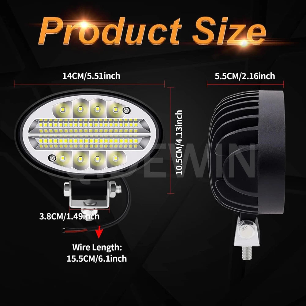 LED Tractor Oval Work Light 5inch Car Lamp 12V 24V Offroad Cab Headlight for Mining Crane Dump Truck Forklift ATV Spotlight