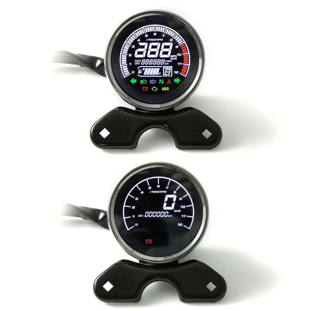 Universal Digital Odometer Motorcycle Speedometer Oil Gauge Tachometer Meters Instrument Cluster Turn Signal Light Indicator