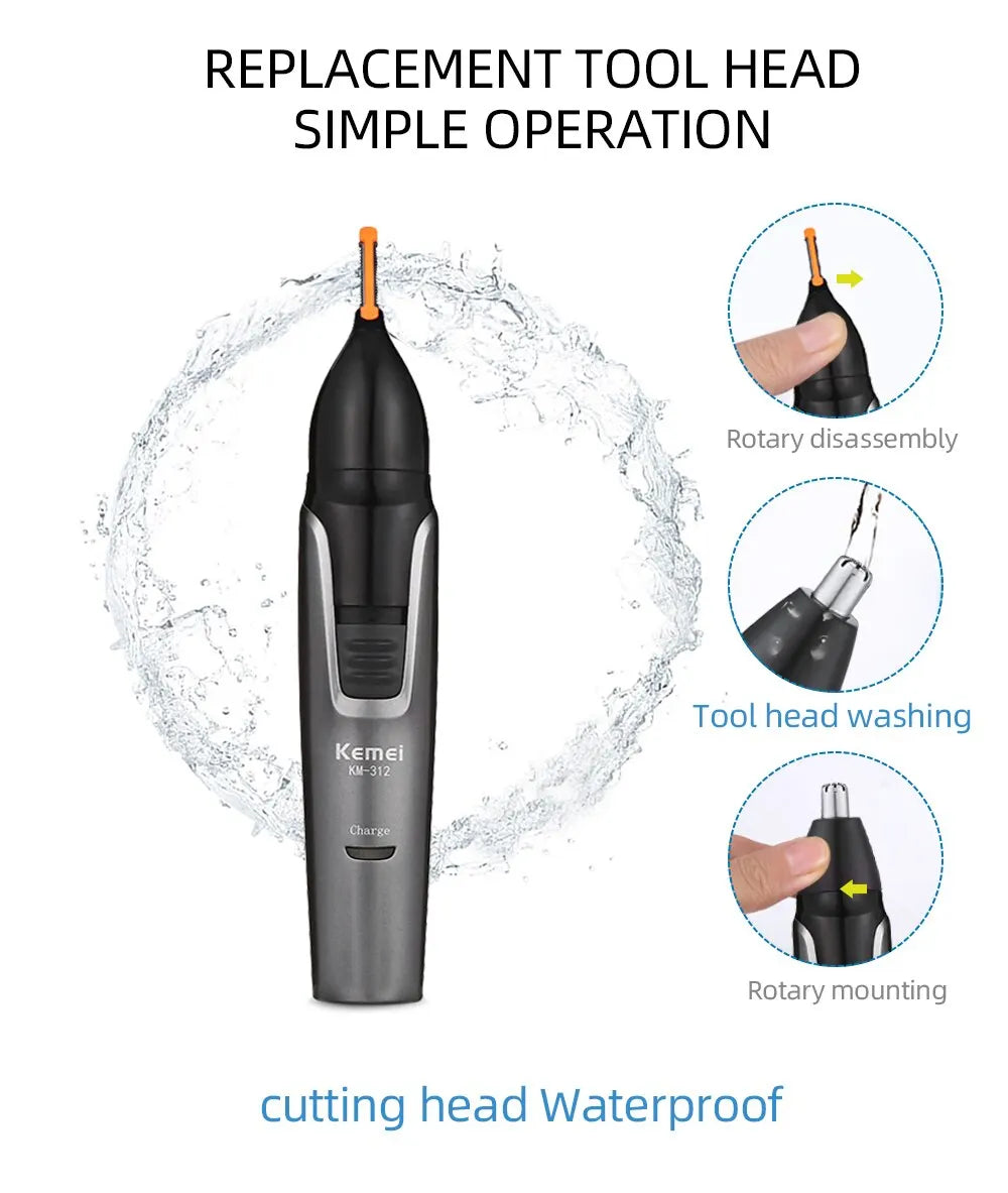 3in1 Rechargeable Nose Trimmer Beard Trimer For Men Micro Shaver Eyebrow Nose Hair Trimmer For Nose And Ear Cleaner Grooming Set