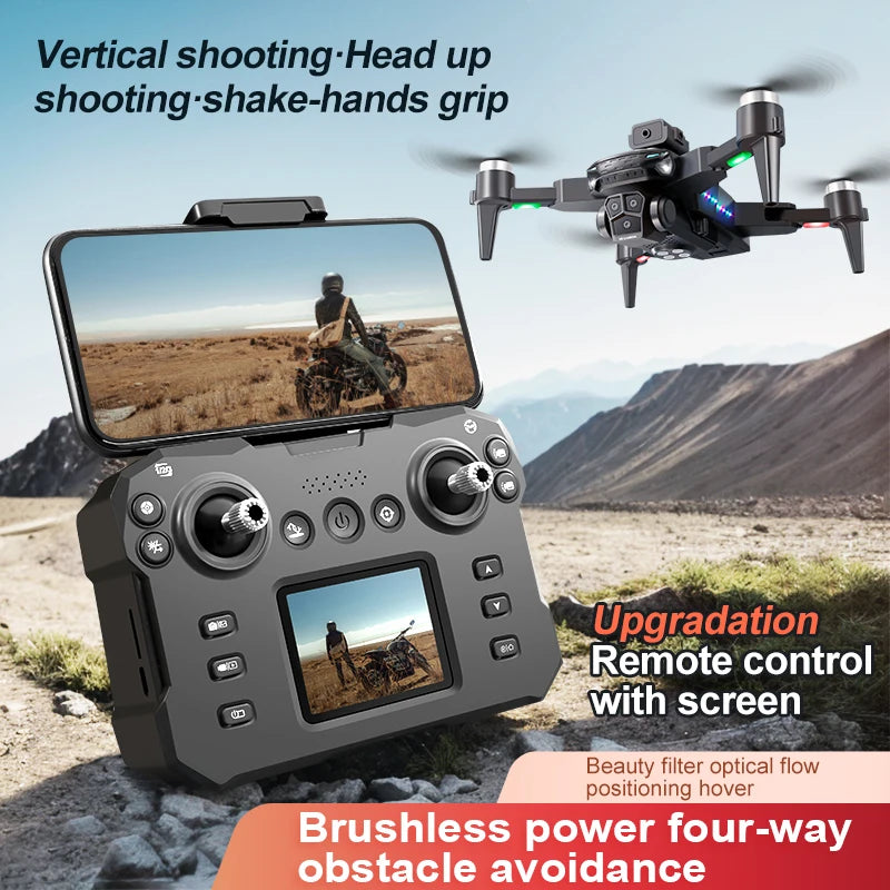 New KY605S Screen Controlled Drone 8K Three HD Camera Brushless Motor Obstacle Avoidance Foldable Quadcopter Dron RC Toys Gifts