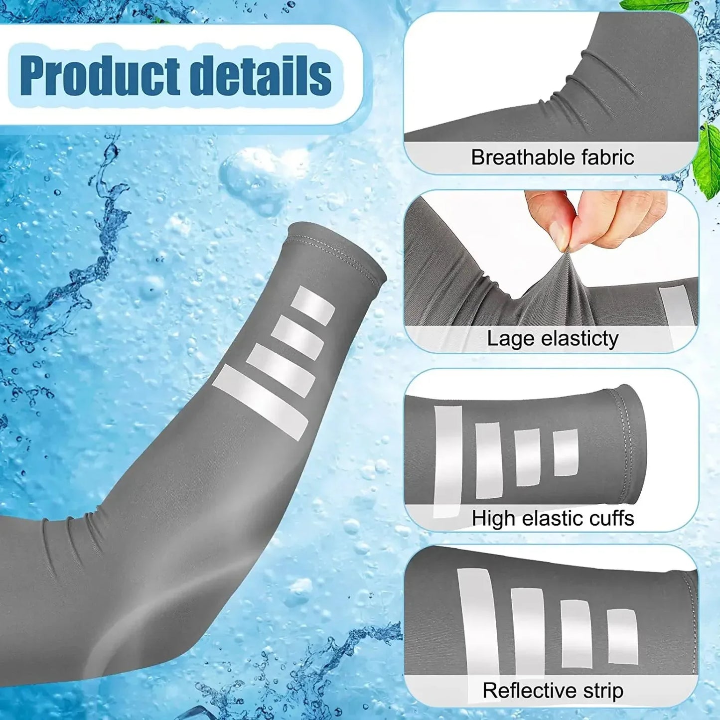 1 Pair Summer Sun UV Protection Women Arm Sleeves Reflective Night Cycling Running Arm Warmers Cover Men Sports Armguards Cuff