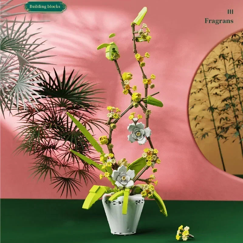 New Fragrans Model Building Blocks MOC Flower Potted Bonsai Ideas Home Decor Plant Collection Bricks Ideas DIY Toy For Girl Gift