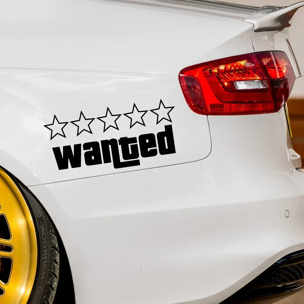 Wanted Pentagram Car Stickers Vinyl Decals Decor Rear Windshield Window Glass Bumper Body Scratches Waterproof Auto Accessories