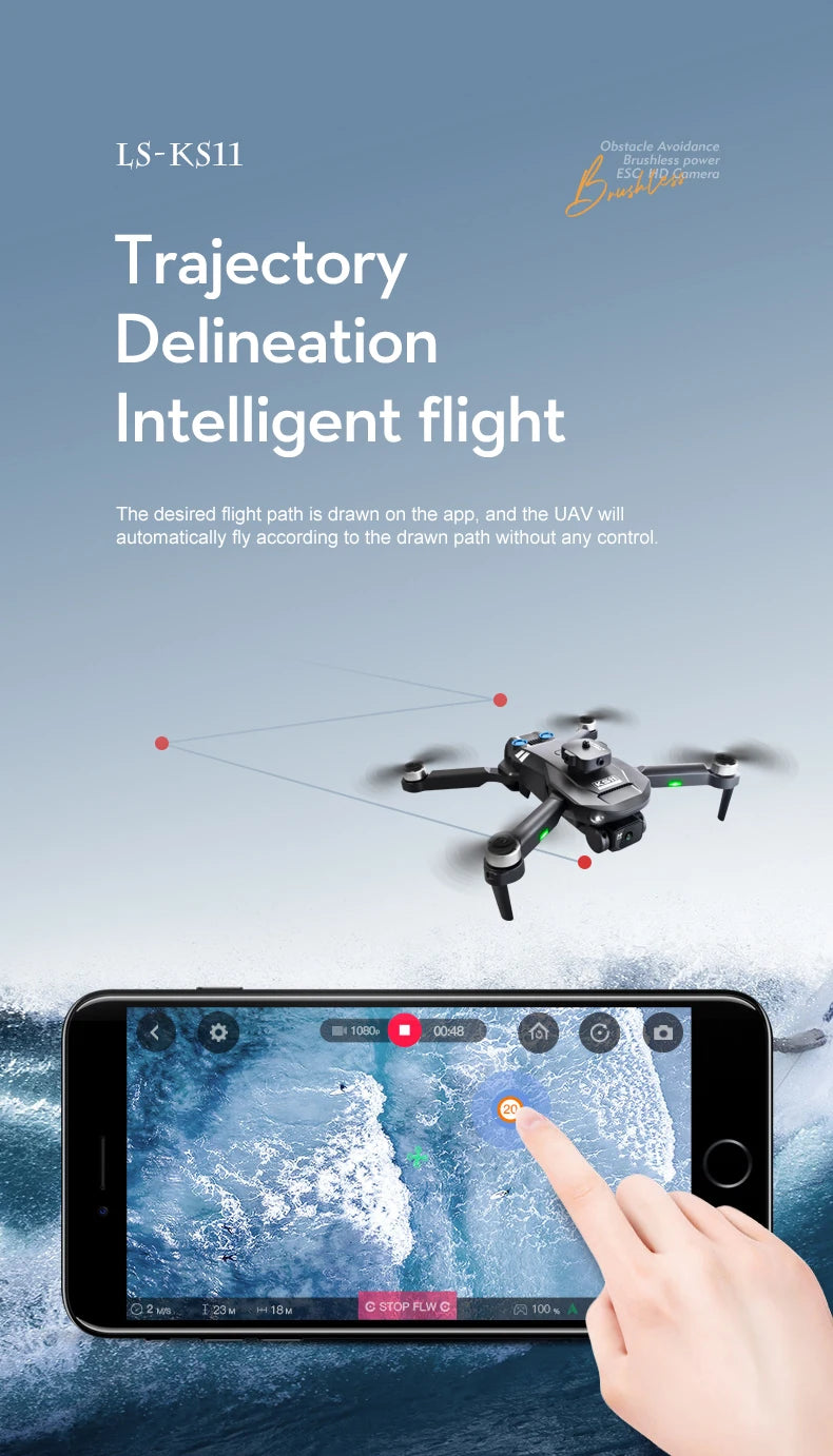 New LS KS11 Mini Drone 4K Professional Dual Camera Obstacle Avoidance Optical Flow Positioning Brushless RC Dron Quadcopter