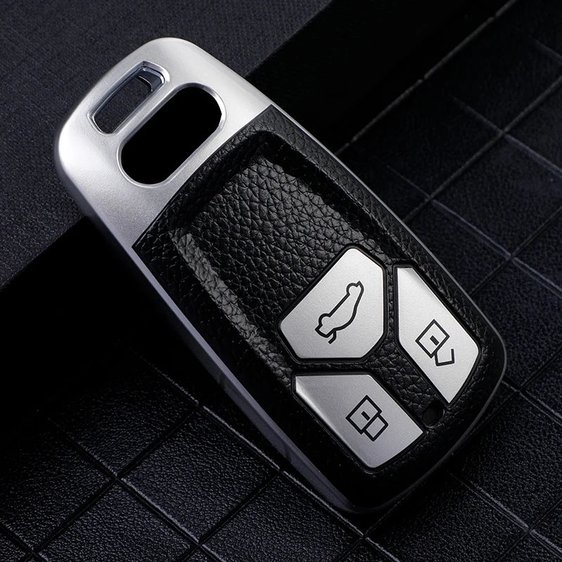 Leather TPU Car Smart Key Case Protective Cover Shell Fob Bag Holder Keychain For Audi A4L A4 A5 S5 8S B9 Q5 Q7 TT TTS TFSI