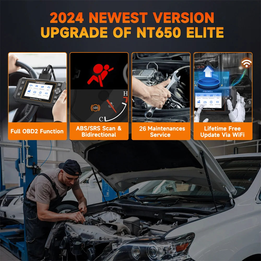FOXWELL NT650 Pro OBD2 Automotive Scanner SAS A/F OIL EPB BRT TPS 26+ Reset Bidirectional Auto Car Diagnostic Tool Wifi Update