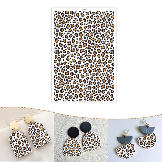 Leopard Print Pattern Polymer Clay Watercolor Transfer Paper Pottery Earrings Jewelry Soluble Disposable Sticker Tools