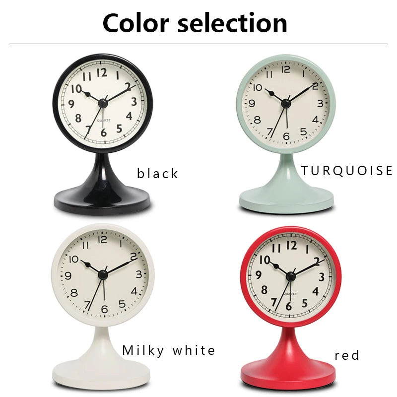 1 piece retro metal quartz alarm clock, silent bedside night light desk clock, home decoration, holiday gift (excluding battery)
