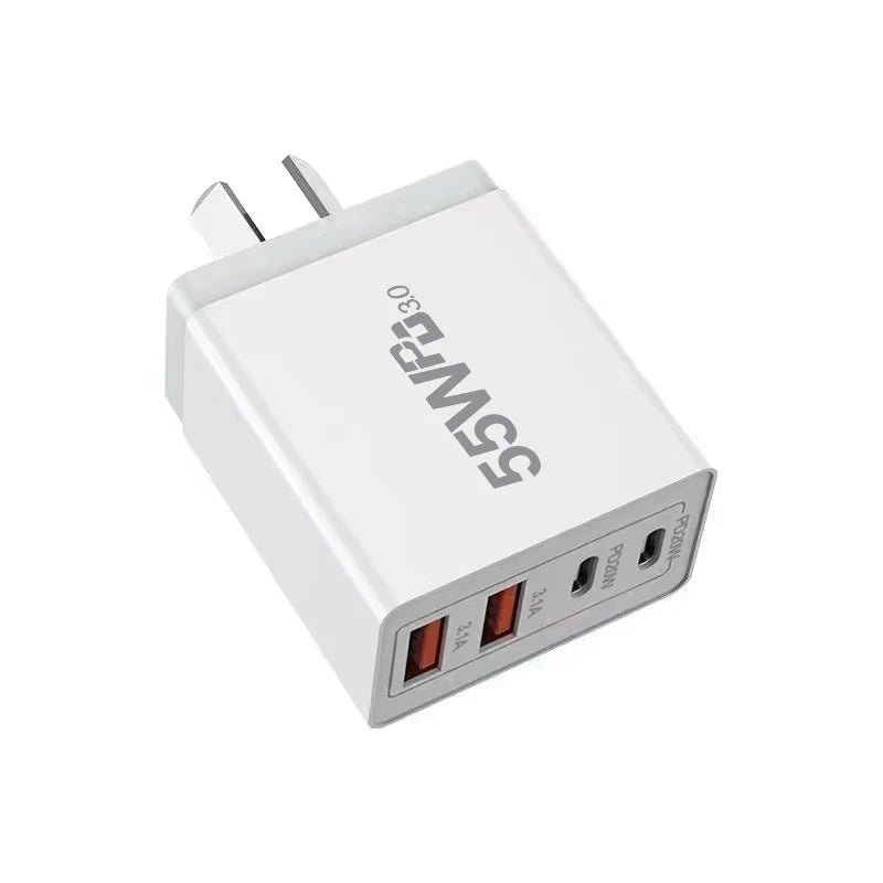 New Universal 55W  fast charging 4Ports Dual PD Type C USB Wall Charger US Power Adapters For Iphone  Ipad Universal  Xiaomi LG