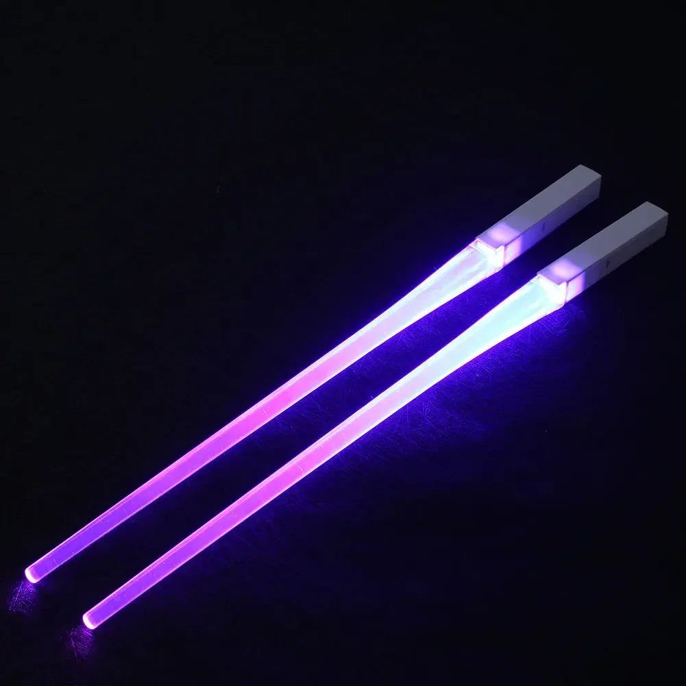Novel 1 Pair LED Luminous Chopsticks Light Up Durable Lightweight Kitchen Dinning Room Party Food Safe Tableware Multi-color Hot