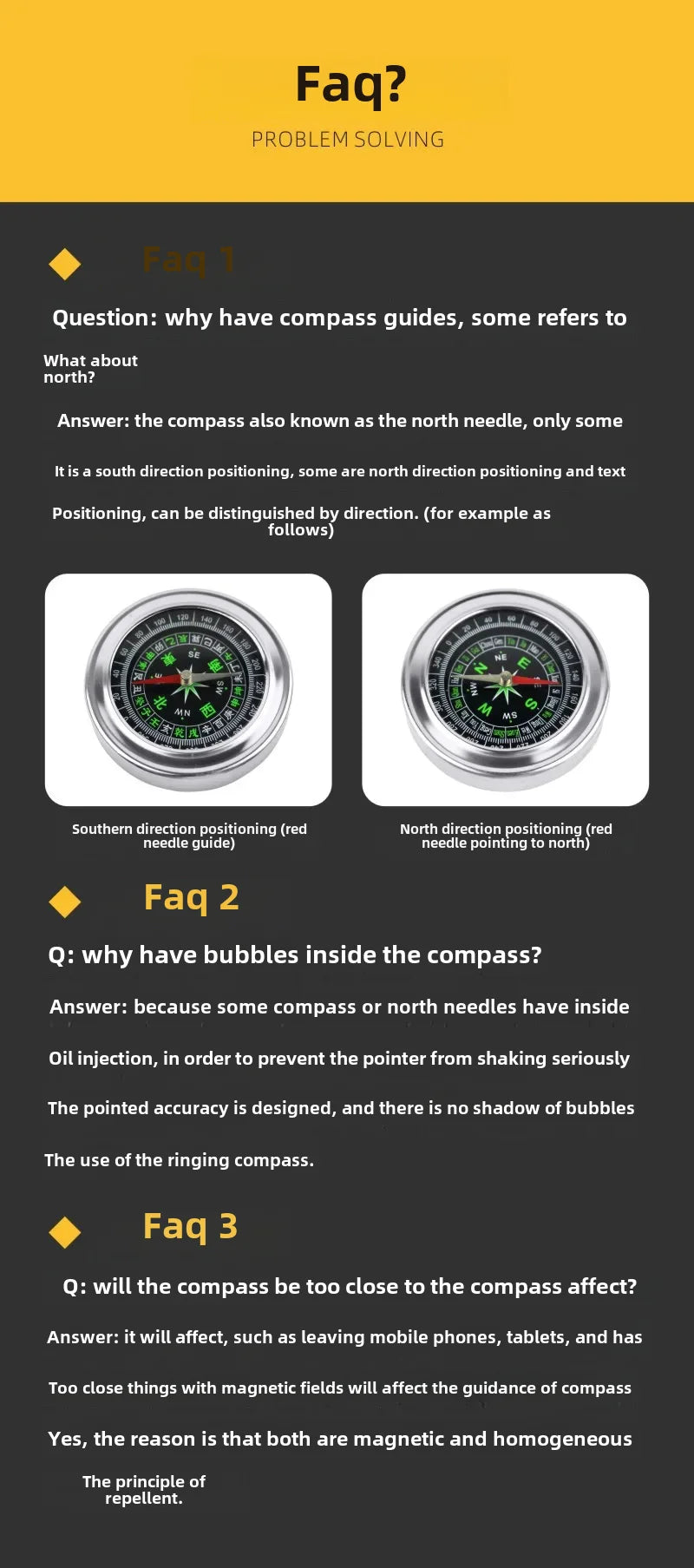 Outdoor Outing Car Guide Ball Self-driving Tour Compass with Thermometer Car Interior Decoration Accessories