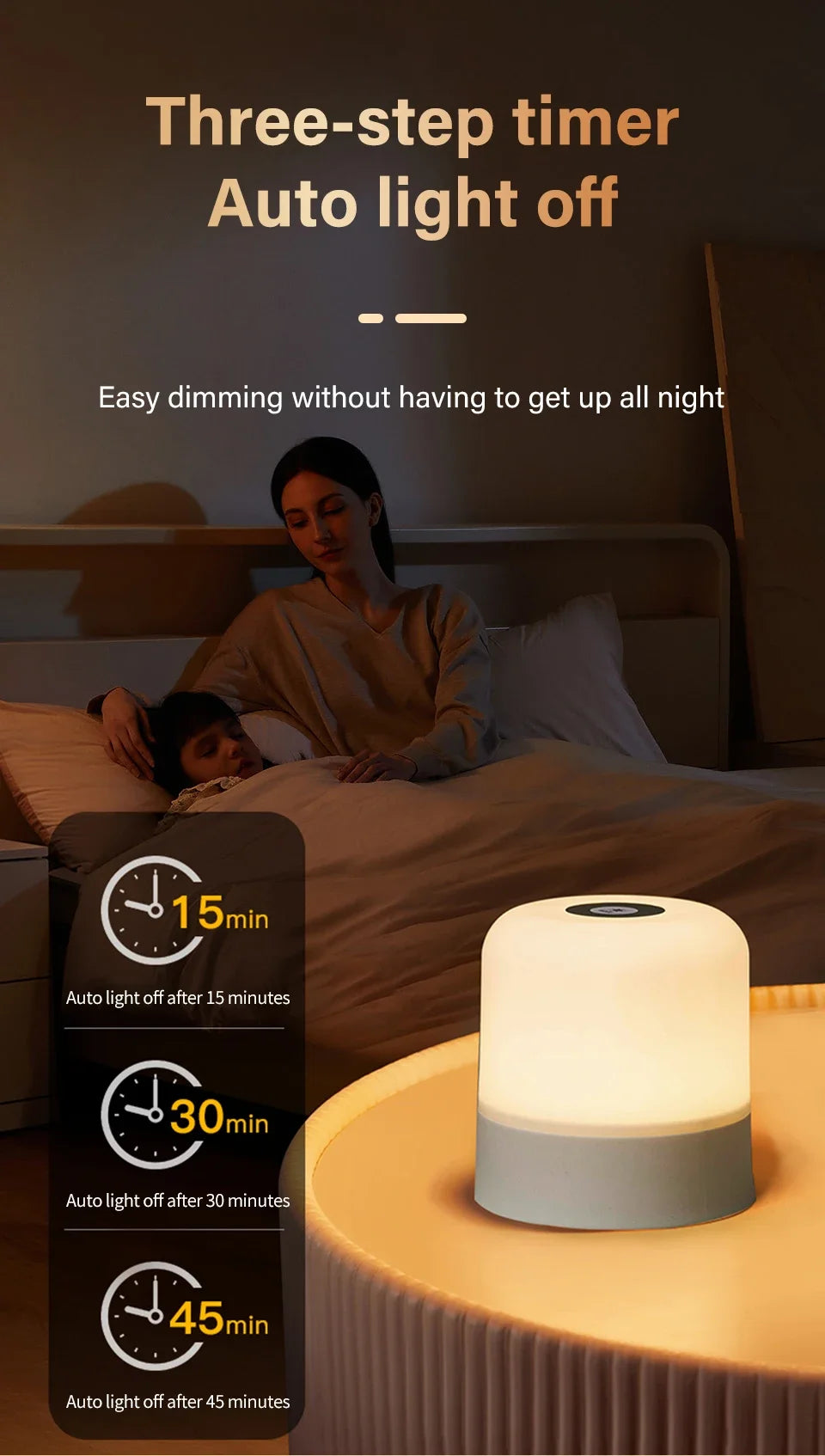 Touch Bedside Lamp Rechargeable RGB Night Light Remote Control Long Life Battery Bedroom LED Warm Desktop Decorative Lights