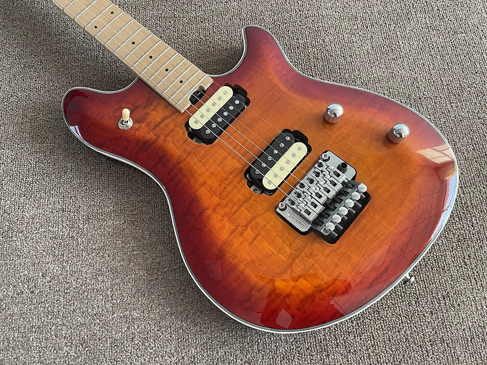 Electric Guitar with Zebra Pickups, Tremolo Bridge, Sunburst color,High Quality, can be customized,In Stock, Fast Shipping