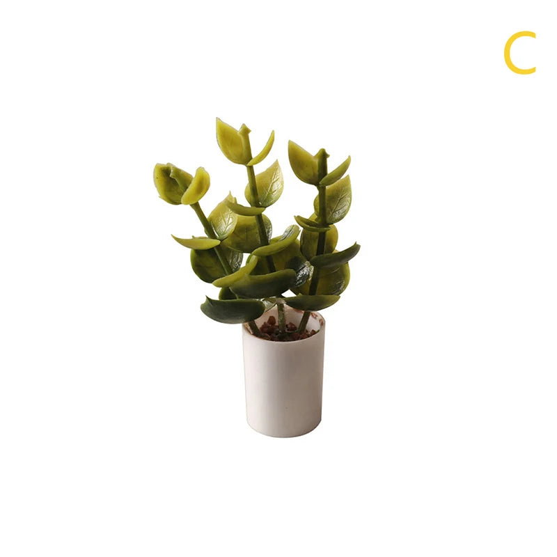 1:12 Dollhouse Miniature Potted Plant Pot Bonsai Green Leaves Garden Home Model Decor Doll House Accessories Toy decoration