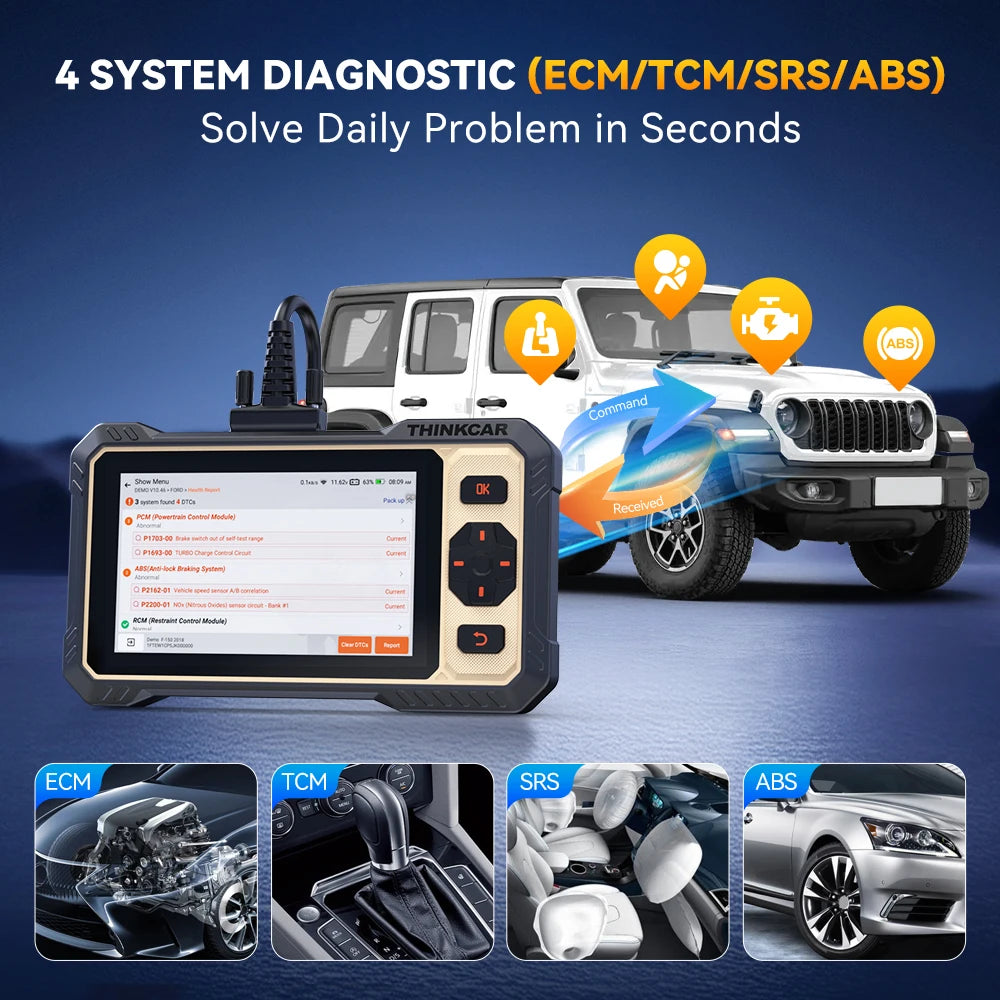 THINKCAR THINKSCAN 662 Auto OBD2 Scanner CAN-FD Bidirectional Test ECM TCM SRS ABS Free Update OIL Reset Car Diagnostic Tools