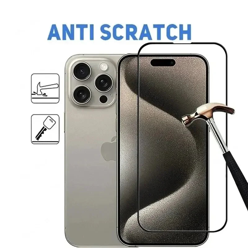 1 PCS Tempered Glass For iPhone 16 Pro Max 16Pro Anti Scratch Screen Protector Black Frame Protective Glass For 11 16ProMax