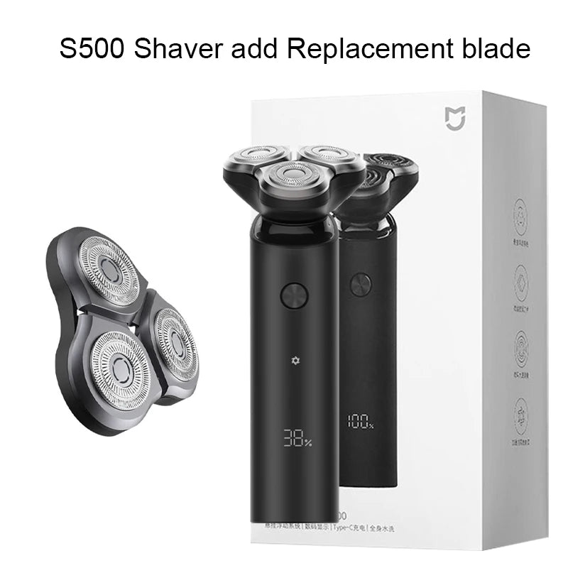 XIAOMI MIJIA Electric Shaver S500,Type-C Rechargeable Wet Dry Shaver Men’s,IPX7 Fully Waterproof,LED Display 60min Battery Life