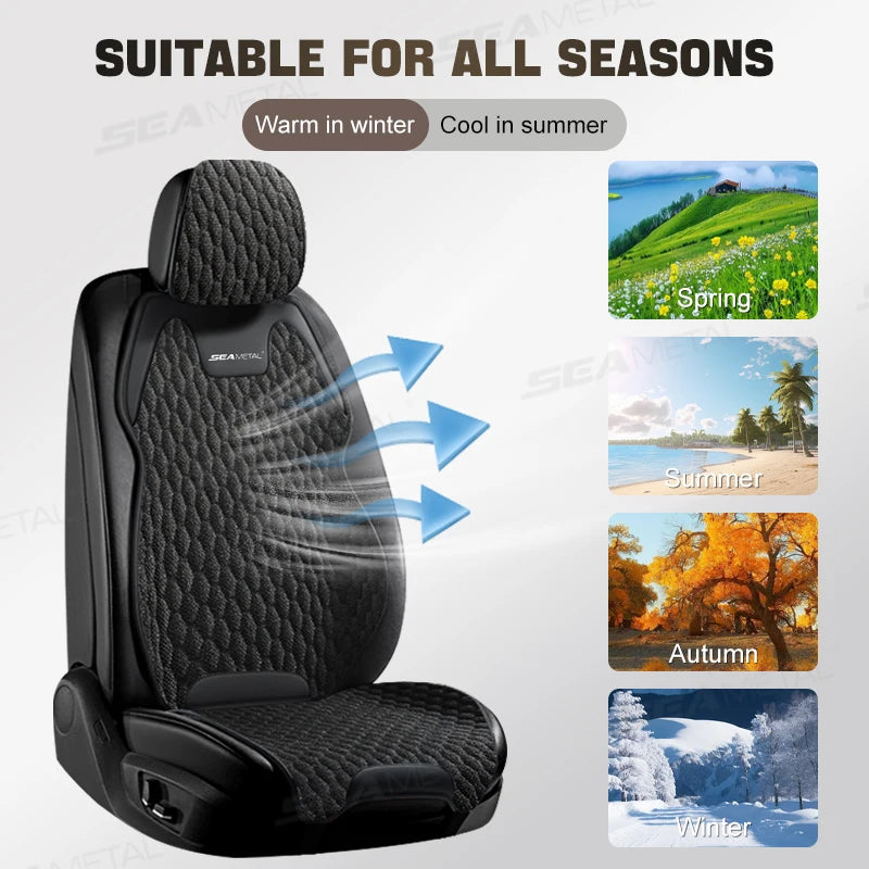 SEAMETAL Four Seasons Car Seat Cover Front Rear Car Seat Cushion Airbag Compatible Seat Protector Breathable Car Accessories