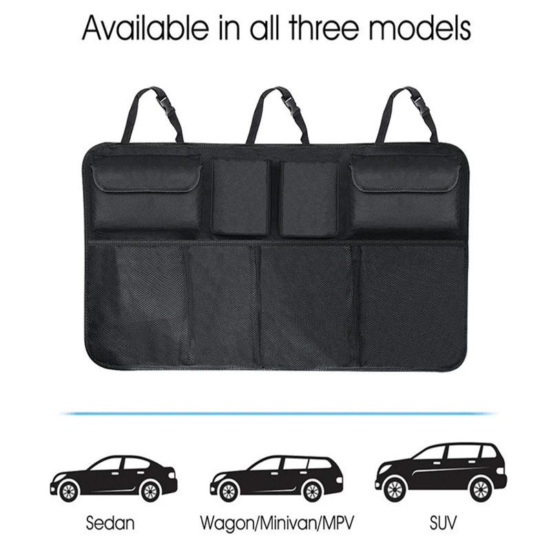 Car Organizer Auto Rear Seat Back Trunk Net Mesh Cargo Storage Bag Pocket Cover Stowing Tidying Interior Camping Accessories