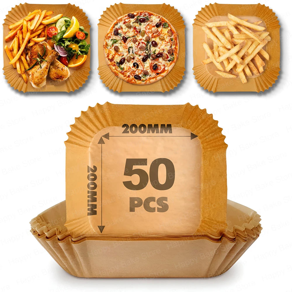 3-5L/5-8L Square Air Fryer Baking Paper, BPA Free Disposable Parchment Paper Liners Compatible with Cosori Ninja Philips Tefal