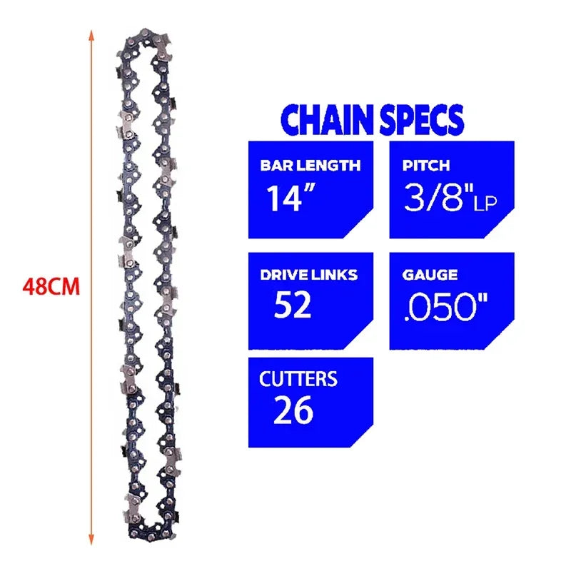 10/12/14/16Inch Pole Saw Chainsaw Chain 3/8"LP 40/45/50/52/55//56/59 Drive Links for Electric Chain Saw Parts Replacement