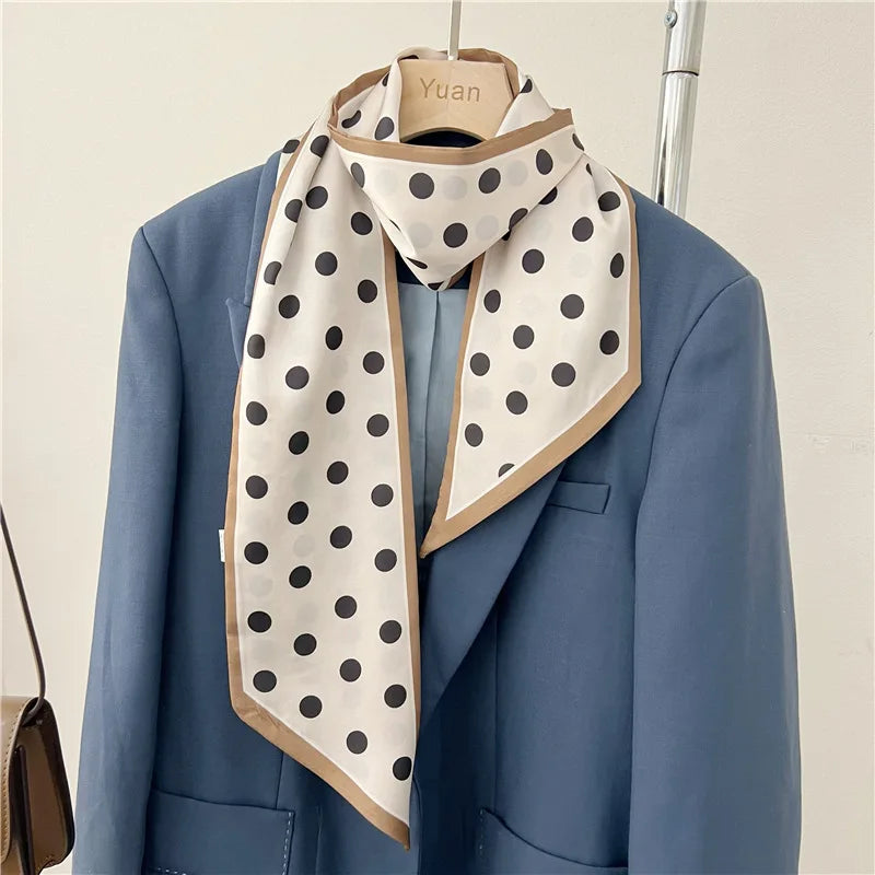 New Fresh Style Luxury Hair Scarf Long Fashion Women Headband Brand Silk Bag Ribbon Design Wrist Towel Foulard Neckerchief