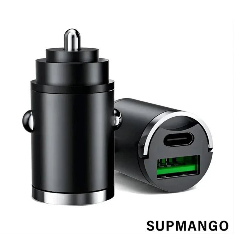 Mini PD QC Pull Ring Fast Charging Car Charger USB C Car Phone Charger Adapter For iPhone 13 12 Xiaomi Samsung Huawei