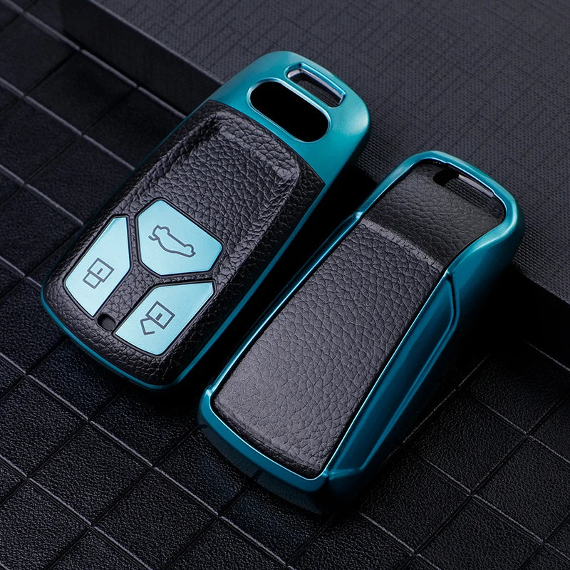 Leather TPU Car Smart Key Case Protective Cover Shell Fob Bag Holder Keychain For Audi A4L A4 A5 S5 8S B9 Q5 Q7 TT TTS TFSI