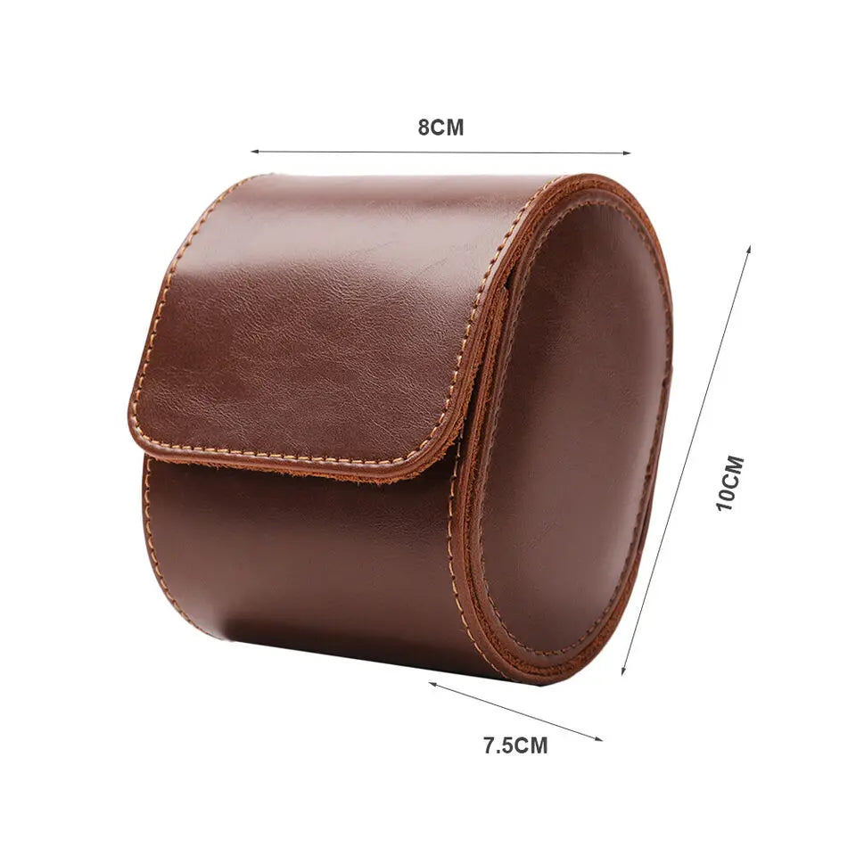 1 Grid Single Watch Box Vintage Pu Leather Slots Flexible Bracket Holder Mechinical Quartz Watch for Business Travel Storage Man