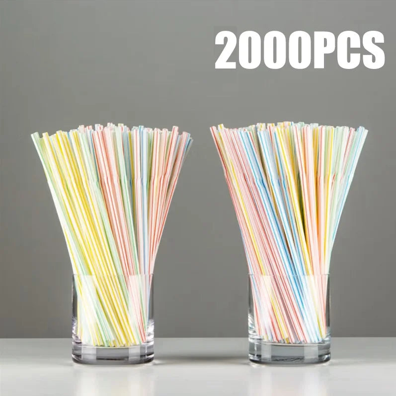 100-3000PCS Colorful & Black Drinking Kunststof Straws Bar Party Wedding Kitchen pajitas plastique Beverage Straw Wholesale