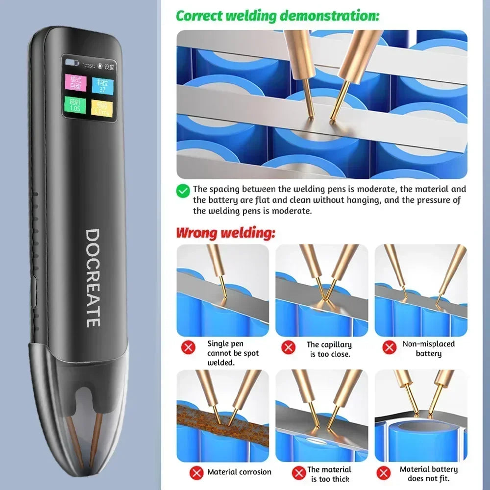 New Spot Welder Big Color Screen Adjustable Powerful Handheld Welding Machine Portable Mini Welding for 18650 Lithium Battery