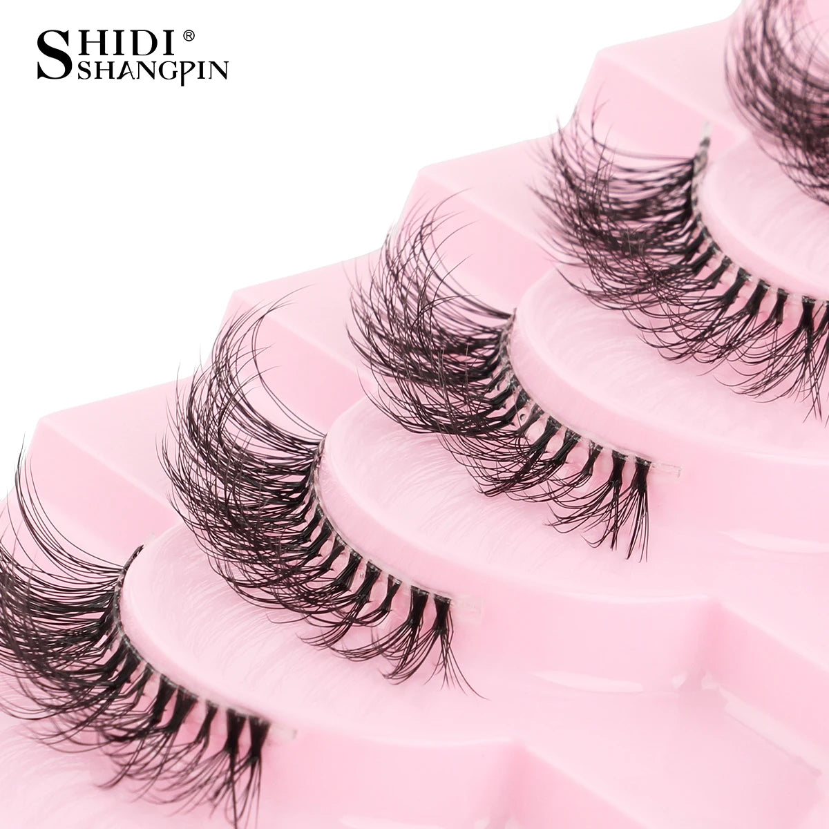 3/5/10Pairs Half False Lashes Natural Short 3D Cat Fake Mink Eyelashes Extension Winged Fluffy Wispy Faux Cils Clear Band Makeup