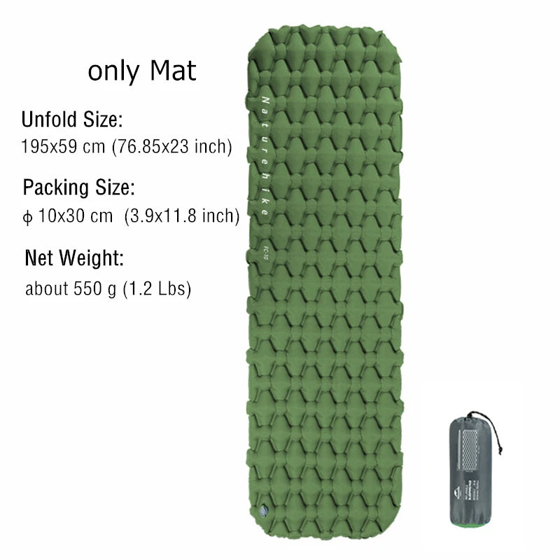 Naturehike Camping Air Mattress Ultralight Waterproof Nylon Inflatable Cushion Outdoor Portable Sleeping Bed Hiking Picnic Mats