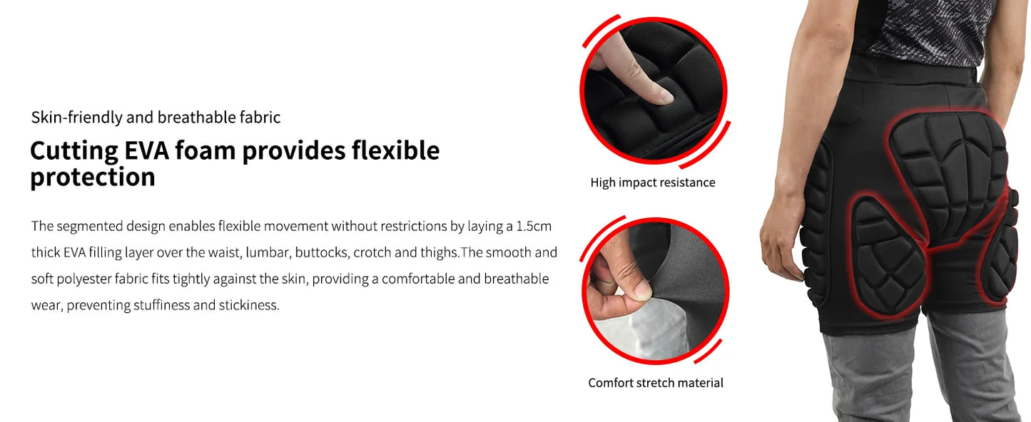 WOSAWE Motorcycle Shorts Skating Hip protector MTB Motocross Hip Paddeds Skiing Snowboard Shorts Protective Gear