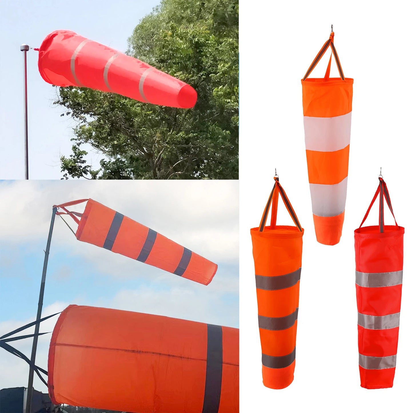 60/80/100cm Windsock Weathervane Scratchproof Windproof Fluorescent Reflective Windsock Weather Bag Wind Vane Wind Wind Direct
