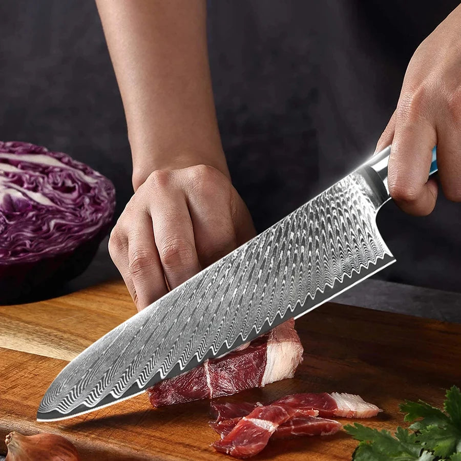 1PC ,Kitchen Knife Damascus Steel Slicing Knife Meat Cleaver Knife Utility Knife Cooking Tools Creative Knife Kitchen stuff