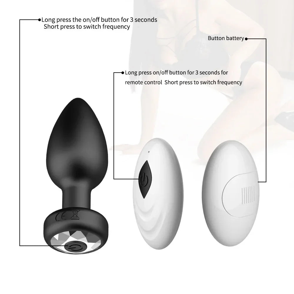 Anal Plug Vibrator for Men Butt Plug Portable Massager Wireless Remote Control Dildo Vibration Sex Toys for Male Adult Toys 18+